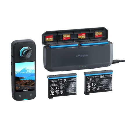 aMagisn 2-Slot Storage Battery Charger & Power Bank 7710mAh for Insta360 X3 Cameras & Digital Devices AX13