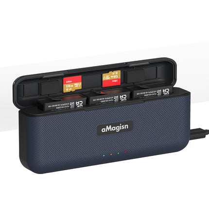 aMagisn 3-Slot Fast-Charge Battery Storage Charger for DJI Osmo Action 4, 3 Cameras AA07