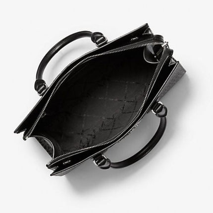 Michael Kors Sheila Medium Signature Logo and Metallic Satchel