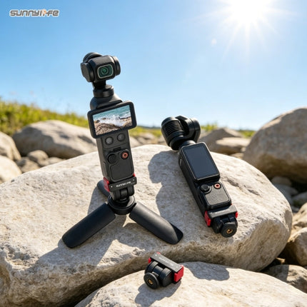 Sunnylife Quick Release Adapter Mount for DJI Osmo Pocket 4 3 180° Tilt 1/4 Thread Selfie Stick Stand for Vlog Travel Outdoor Use OP4-AD159 OveerUps