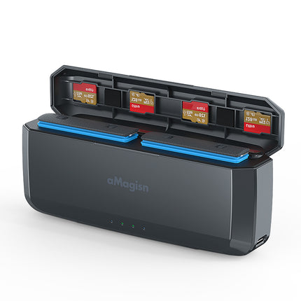 aMagisn 2-Slot Storage Battery Charger & Power Bank 7710mAh for Insta360 X3 Cameras & Digital Devices AX13