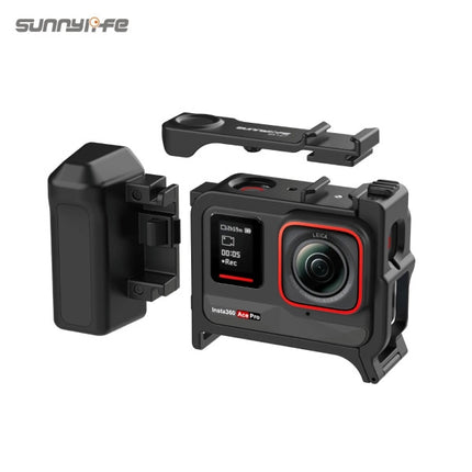 Sunnylife 2 in 1 Protective Frame Handle for Insta360 Ace Pro 2 Ace Pro Ergonomic Hand Grip Quick Release Shutter Mount for Vlog Travel Use OveerUps