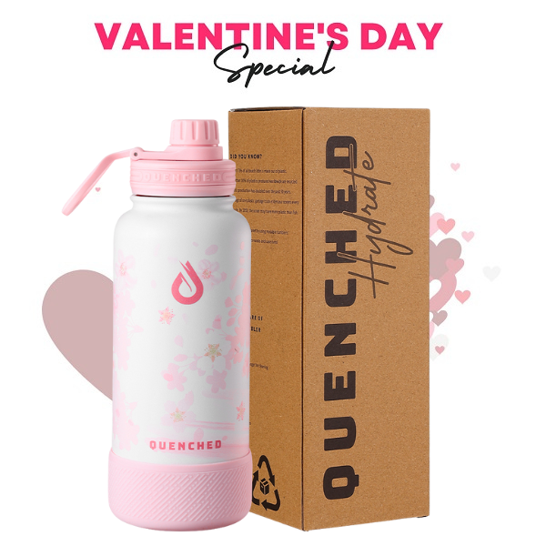 Quenched Hydrate 32oz Cherry Blossom Edition Stainless Steel Insulated Tumbler w/ Silicone Boot