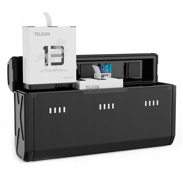 Telesin 3-Slot Endurance Storage Battery Pocket Charger w/ 2 Stamina Batteries for Gopro Hero 13 Camera S0-ECB-09-TGP