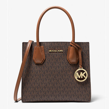 Michael Kors Mercer Medium Logo and Leather Accordion Crossbody Bag