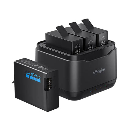 aMagisn 3-Slot Desktop Battery Charger for Gopro Hero 12 11 10 9 Cameras AP06 Camera Batteries & Chargers
