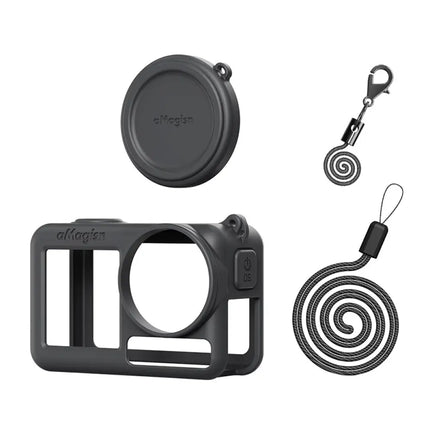 aMagisn Silicone Cover Case w/ Strap for DJI Osmo Action 5 Pro Camera AA12 Black Camera Cases & Bags