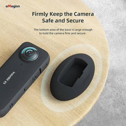 aMagisn Silicone Stand Base for Insta360 X3 - Scratch-Resistant Soft Fit Easy Use Accessory Lens Filter & Tempered Glass