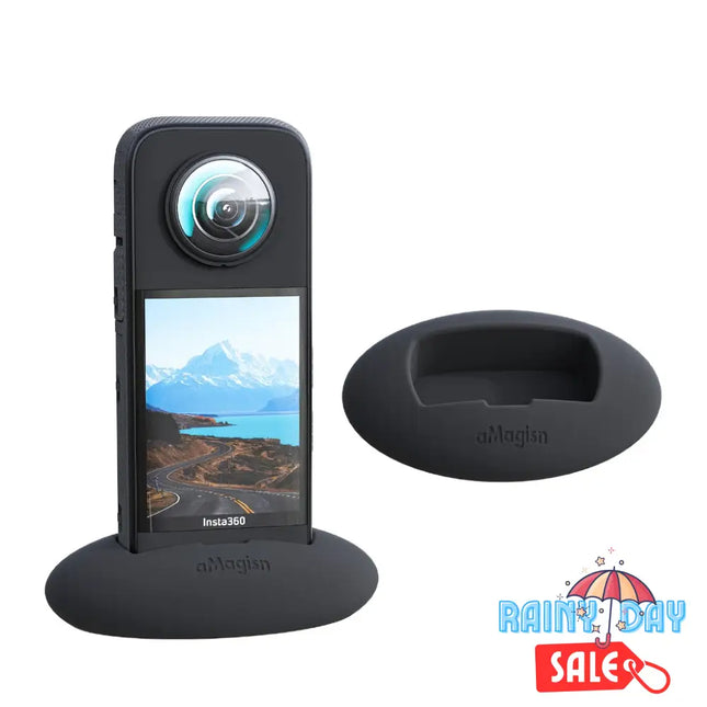 aMagisn Silicone Stand Base for Insta360 X3 - Scratch-Resistant Soft Fit Easy Use Accessory Lens Filter & Tempered Glass