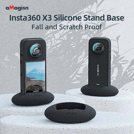 aMagisn Silicone Stand Base for Insta360 X3 - Scratch-Resistant Soft Fit Easy Use Accessory Lens Filter & Tempered Glass