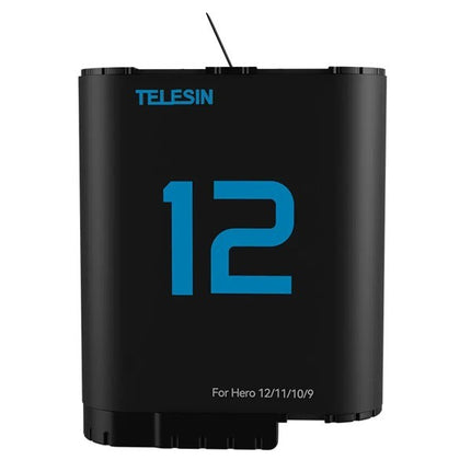 Telesin 3-Slot Storage Charger w/ 2x Black Arch Batteries for GoPro Hero 12, 11, 10, 9 Cameras Telesin