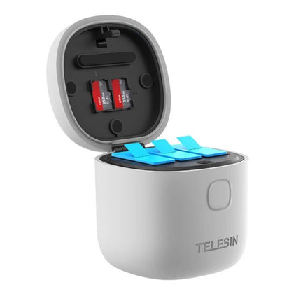 Telesin 3-Slot Allin Box Battery Charger w/ Card Reader for GoPro Hero 12, 11, 10, 9 Cameras Telesin