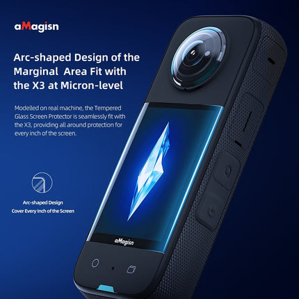 aMagisn Tempered Glass Screen Protector for Insta360 X3 – 9H Hardness, Anti-Scratch, HD Clarity