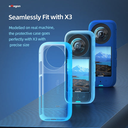 aMagisn Silicone Case w/ Lens Protector for Insta360 X3 - Anti-Drop, Scratch-Resistant Accessory
