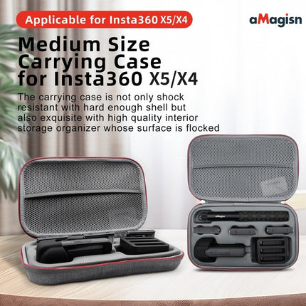 aMagisn Medium Carrying Case Protective Storage Bag for Insta360 X5 X4 Camera Accessories OveerUps