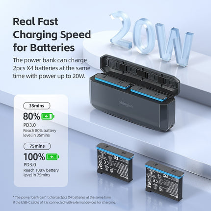 aMagisn Insta360 X4 Power Bank Dual Charger 7710mAh PD3.0 20W for Batteries & Mobile Devices