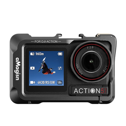 aMagisn Metal Frame for DJI Action 5/4/3 – Full Access Design with Cold Shoe & Buckle Lock