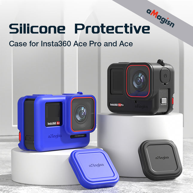 aMagisn Silicone Protective Frame Case for Insta360 Ace & Ace Pro Camera w/ Lens Cover