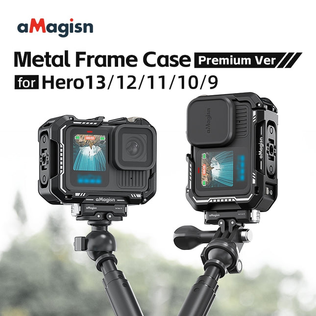 aMagisn Metal Cage Premium Aluminum Alloy Frame Case for GoPro Hero 13 12 11 10 9 Camera