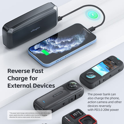 aMagisn Insta360 X4 Power Bank Dual Charger 7710mAh PD3.0 20W for Batteries & Mobile Devices