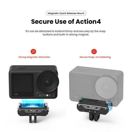 aMagisn Magnetic Quick Release Mount for DJI Osmo Action 3 4 5 – Compact and Secure