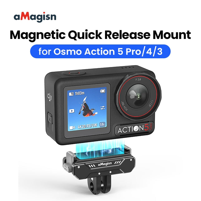 aMagisn Magnetic Quick Release Mount for DJI Osmo Action 3 4 5 – Compact and Secure