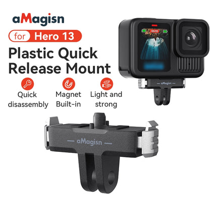 aMagisn Plastic Quick Release Mount for GoPro Hero 13 with Built-in Magnet and Secure Lock