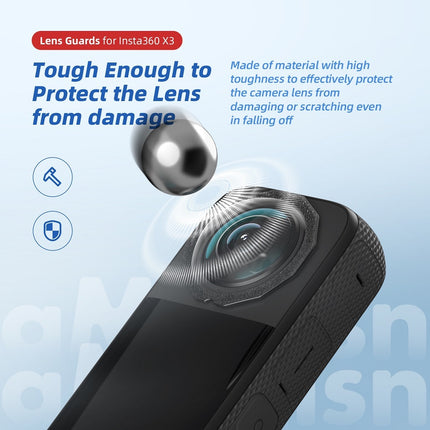 aMagisn Insta360 X3 Sticky Lens Guards – Ripple-Free, Scratch-Resistant, Tough Protective Set