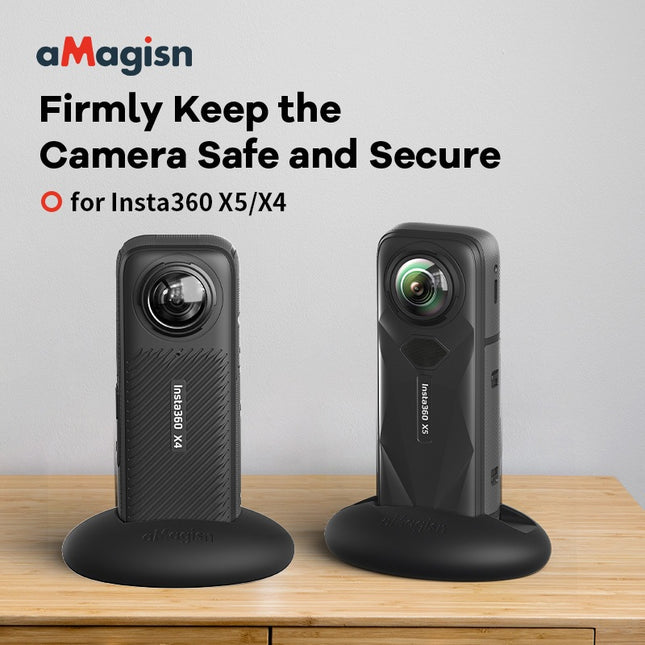 aMagisn Vertical Silicone Holder for Insta360 X5 X4 – Stable Mount Anti-Scratch Protection AD07