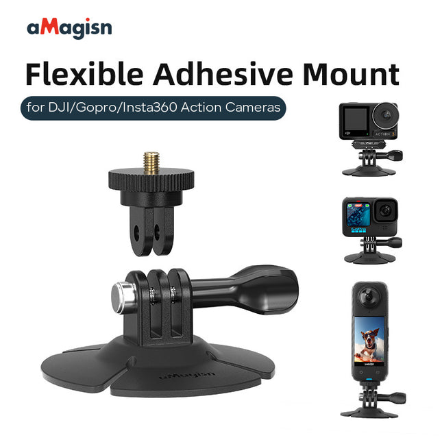aMagisn Universal Curved Adhesive Mount Flexible Camera Holder GoPro Hero 13 12 11 10 9 Max etc OveerUps