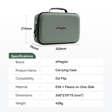 aMagisn Waterproof Scratchproof Carrying Case for DJI Flip Drone w/ Full Accessory Protection DF01