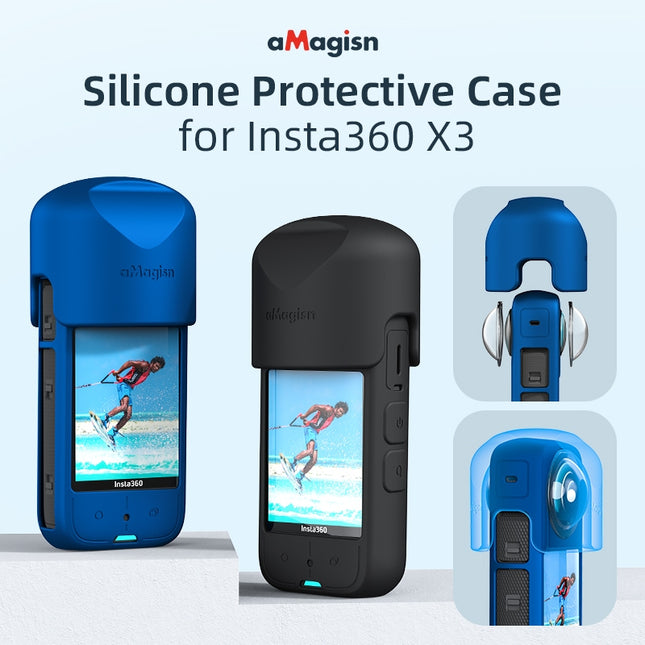 aMagisn Silicone Case w/ Lens Protector for Insta360 X3 - Anti-Drop, Scratch-Resistant Accessory