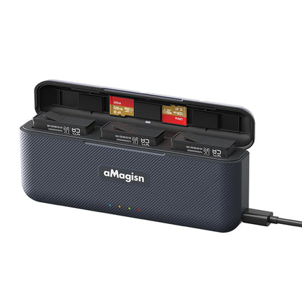 aMagisn Charging Box with Magnetic Lid and Battery Storage for DJI Action 5 Pro