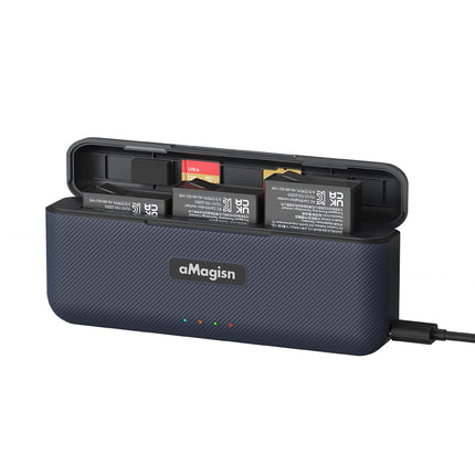 aMagisn Charging Box with Magnetic Lid and Battery Storage for DJI Action 5 Pro