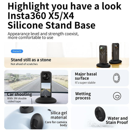 aMagisn Vertical Silicone Holder for Insta360 X5 X4 – Stable Mount Anti-Scratch Protection AD07