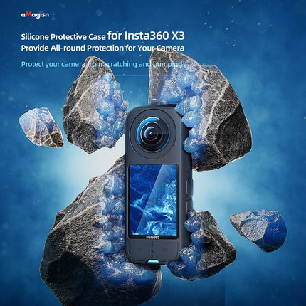 aMagisn Silicone Case w/ Lens Protector for Insta360 X3 - Anti-Drop, Scratch-Resistant Accessory