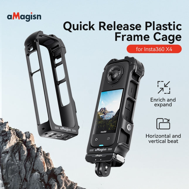 aMagisn Quick Release Plastic Frame Case Compatible with Insta360 X4 Camera Mount Cage