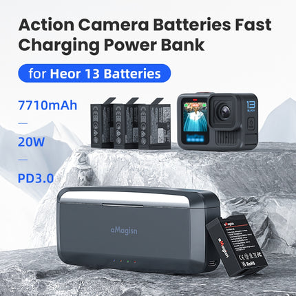 aMagisn 7710mAh Power Bank for GoPro Hero 13 with 20W PD3.0 Fast Charging & SD Card Storage
