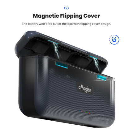 aMagisn 3-Slot Fast Charging Box for GoPro Hero 13 Batteries with SD Card Storage & USB-C PD3.0