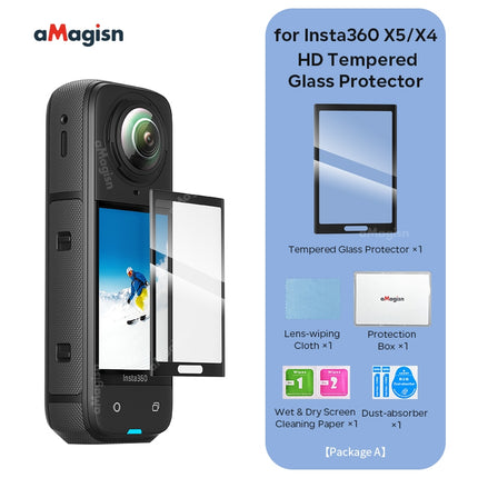 aMagisn Tempered Glass Screen Protector for Insta360 X4 X5 – HD, Anti-Scratch, High Sensitivity