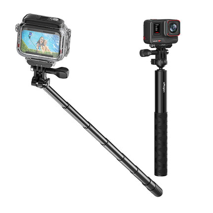 aMagisn Selfie Stick for Action Cameras - Tripod Head & 3-Prong Mount Rotatable 70/120cm Monopod