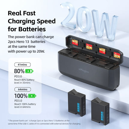 aMagisn 7710mAh Power Bank for GoPro Hero 13 with 20W PD3.0 Fast Charging & SD Card Storage