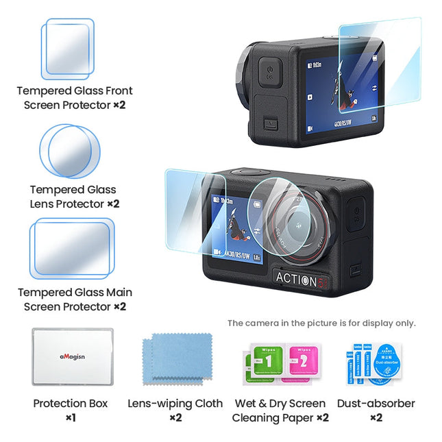 aMagisn Tempered Glass Protector for DJI Osmo Action 5 Pro Camera AA17 aMagisn