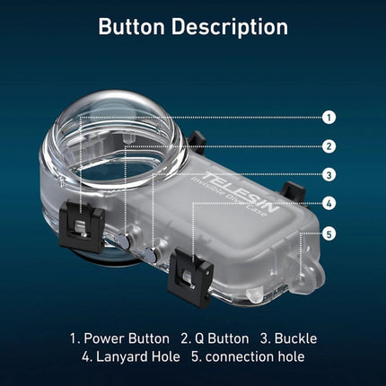 TELESIN Invisible Waterproof Underwater Dive Case 50M IPX8 for Insta360 X4 Camera S4-WTP-08-TIS