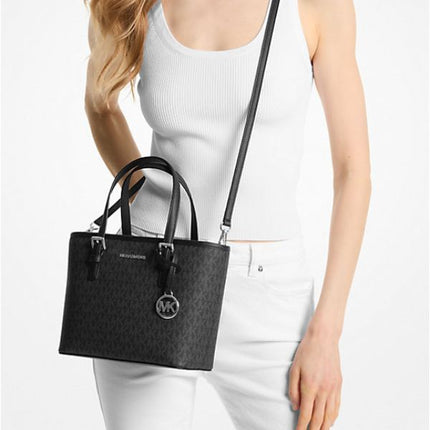 Michael Kors Jet Set Travel Extra-Small Top-Zip Tote – Logo Canvas Compact Women’s Bag