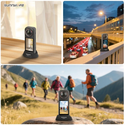 Sunnylife Silicone Stand Base Holder Desktop Car Mount for Insta360 X5 X4 Camera OveerUps