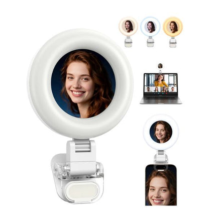 Telesin Mini Clip-on Mirror Ring Light for Smartphone iPhone & Android Devices, Laptop P5-BGD-03