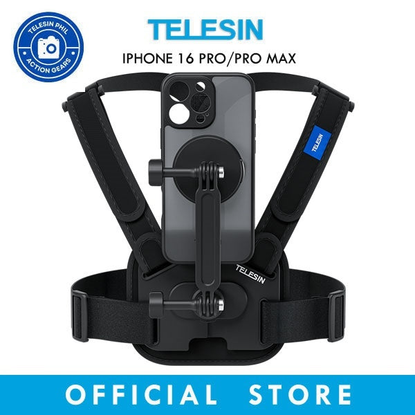 TELESIN MagSafe Chest Strap Dual-Lock Shock Adjustable Angle FOV for iPhone 16 Pro/Pro Max
