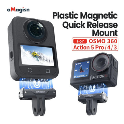 aMagisn Magnetic Adapter Mount Quick Release for DJI Action 5 Pro 4 3 Osmo 360 Cameras OveerUps