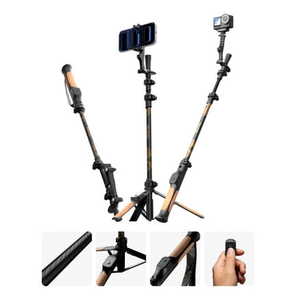 TELESIN TrekShot Carbon Fiber Selfie Stick Tripod for DJI Insta360 GoPro Smartphones P1-CSS-05 OveerUps